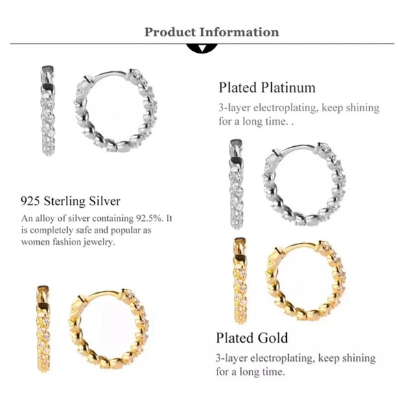 Gold Sparkling Hoop Earrings | Yellow Gold S925 - Picture 16 of 16